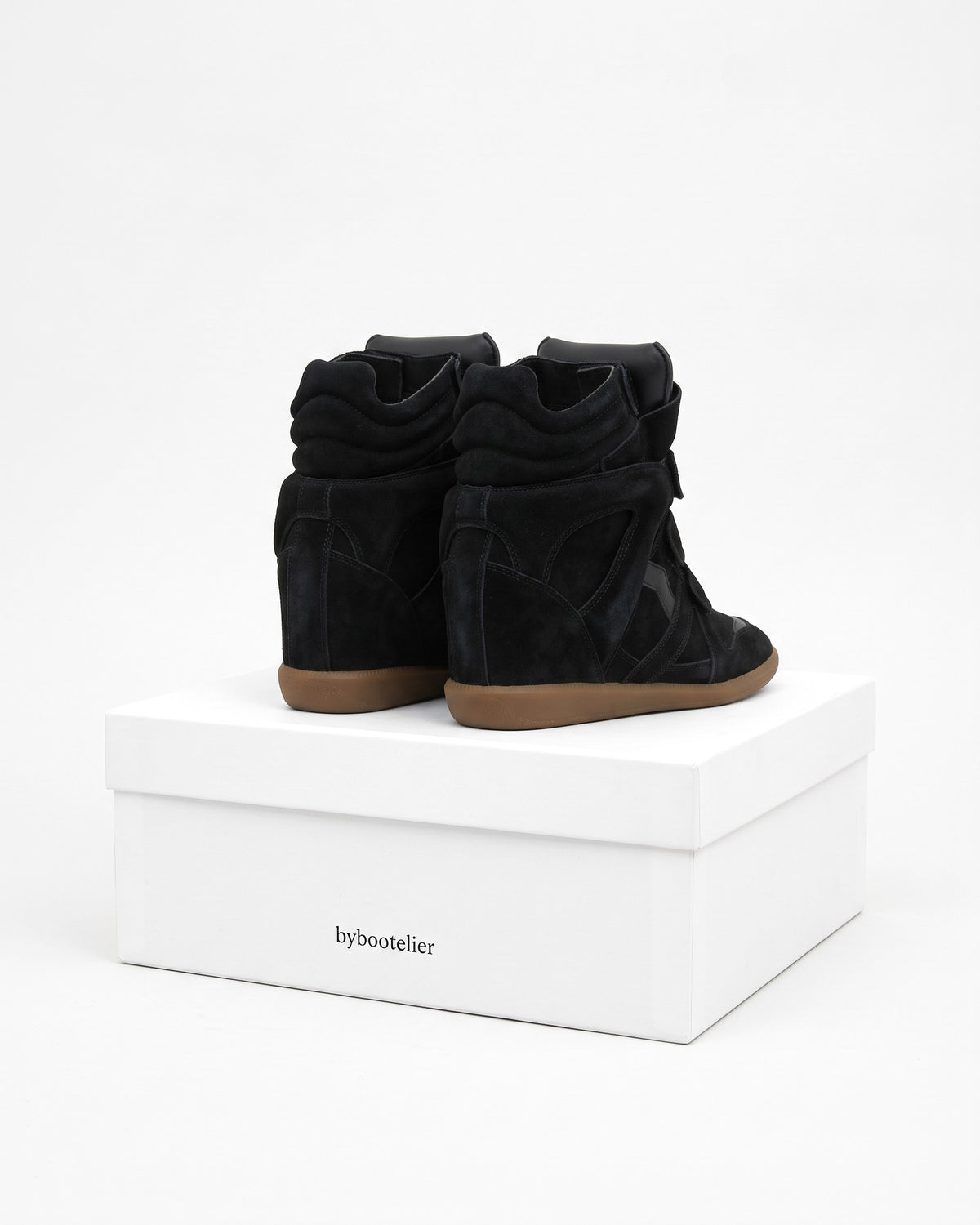 Leather Wedge Sneakers – Black, on the bybootelier box