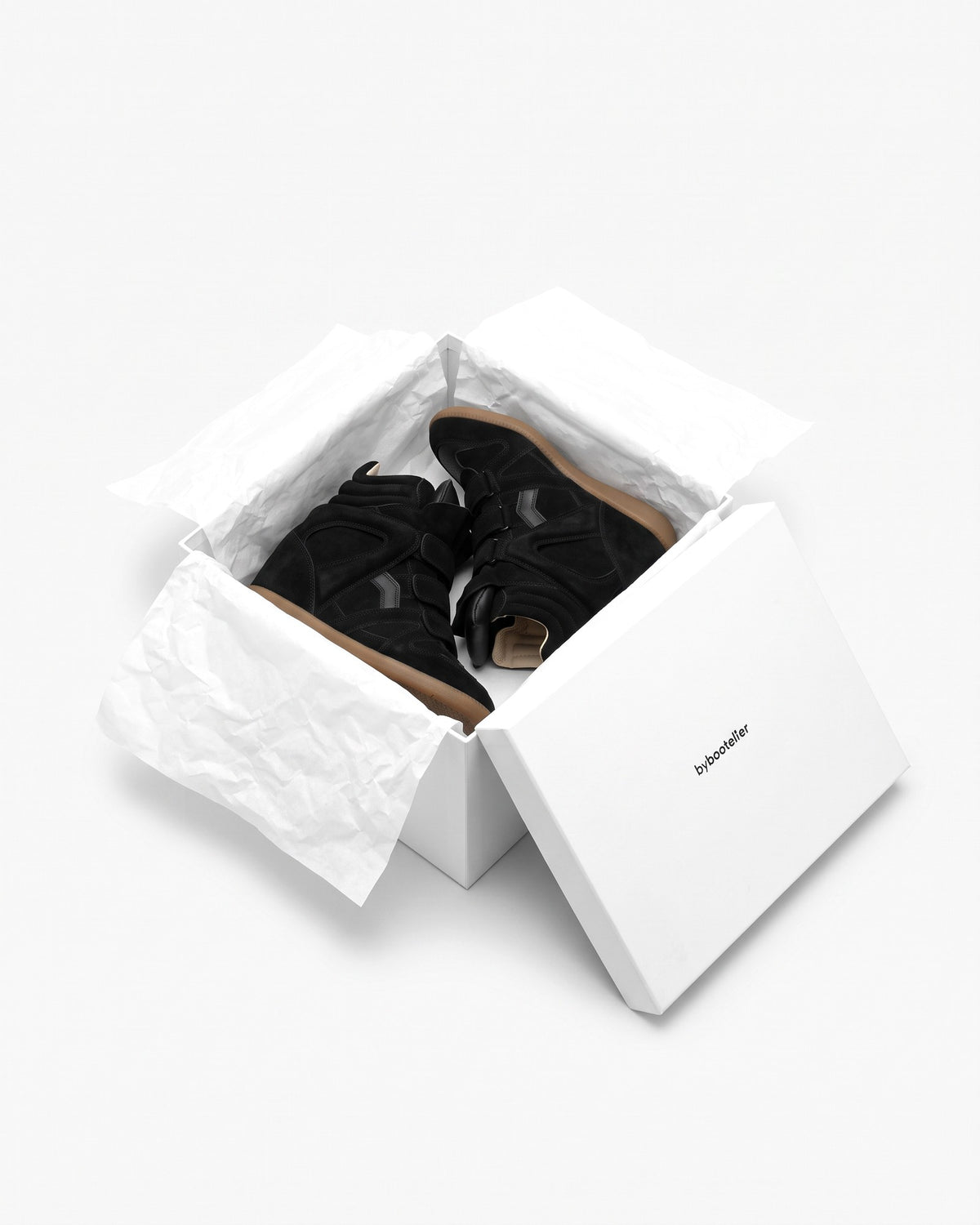 Leather Wedge Sneakers – Black, in the bybootelier box