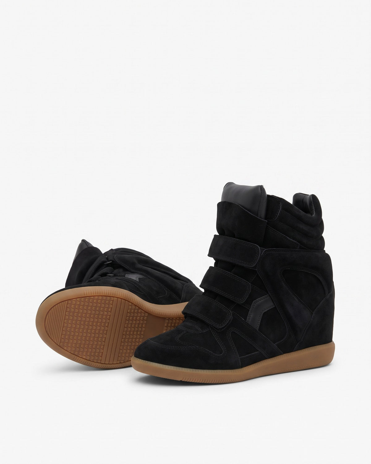 Leather Wedge Sneakers – Black, rubber outsole